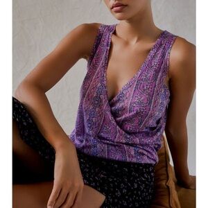 Free‎ People Your Twisted Tank Top Bubble Hem Summer Bloom Combo S